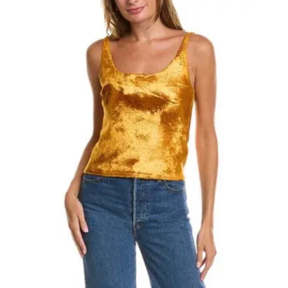 New!‎ VINCE panne sweater camisole top in gold velvet Sz Small $325